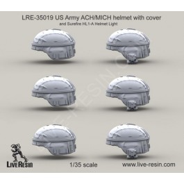 US Army ACH-MICH helmet with cover and Surefire HL1-A Helmet Light