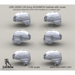 US Army ACH-MICH helmet with cover with Mount Plate NVG PVS 7-14-15 Surefire HL1-A Helmet Light