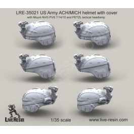 US Army ACH-MICH helmet with cover with Mount NVG PVS 7-14-15 and PETZL tactical headlamp