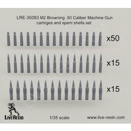 M2 Browning .50 Caliber Machine Gun cartriges and spent shells set