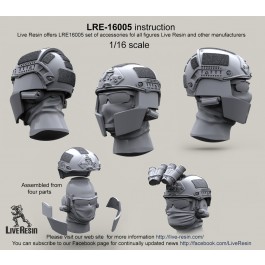 Crye Airframe helmet and choops without cover with head, 1/16 scale