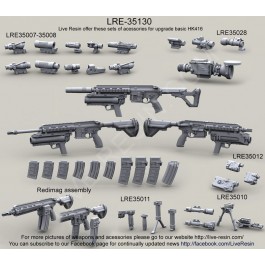 Heckler & Koch HK416 modular assault rifle, long and short barrel with/without Redi-Mag, HK M320 Grenade Launcher Module (GLM), Supressor 