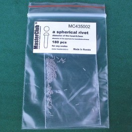  a spherical rivet, diameter of the head-0.5mm; diameter of the aperture for installation-0.4mm; 180 pcs.