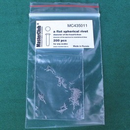 a flat spherical rivet, diameter of the head-0.4mm; diameter of the aperture for installation-0.3mm; 200 pcs.