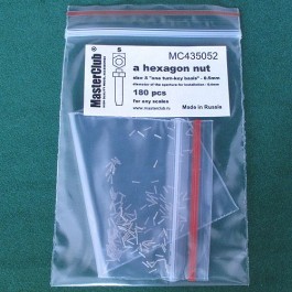  a standart hex nut, size S "on a turn-key basis" -0.5mm; diameter of the aperture for installation-0.4mm; 180 pcs.