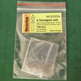 a standart hex nut, size S "on a turn-key basis" -0.7mm; diameter of the aperture for installation-0.5mm; 160 pcs.