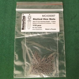  Slotted Hex Nuts, size S "on a turn-key basis" - 1.4mm; diameter of the aperture for installation-1.0mm;  110 pcs.