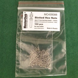  Slotted Hex Nuts, size S "on a turn-key basis" - 1.6mm; diameter of the aperture for installation-1.0mm;  100 pcs.
