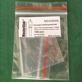  a hexagon bullet-proof bolt head, size S "on a turn-key basis" - 0.9mm; diameter of the aperture for installation-0.6mm;  120 pcs.