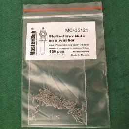  Slotted Hex Nuts on a washer, size S "on a turn-key basis" - 0.6mm; diameter of the aperture for installation-0.5mm;  150 pcs.