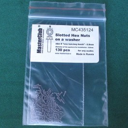  Slotted Hex Nuts on a washer, size S "on a turn-key basis" - 0.9mm; diameter of the aperture for installation-0.8mm;  130 pcs.
