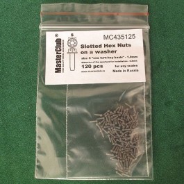  Slotted Hex Nuts on a washer, size S "on a turn-key basis" - 1.0mm; diameter of the aperture for installation-0.8mm;  120 pcs.