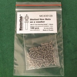  Slotted Hex Nuts on a washer, size S "on a turn-key basis" - 1.8mm; diameter of the aperture for installation-1.5mm;  100 pcs.