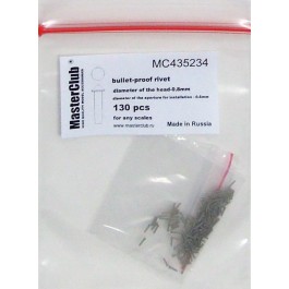 cone-head  bullet-proof rivet, diameter of the head-0.8mm; diameter of the aperture for installation-0.6mm; 140 pcs.