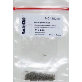cone-head  bullet-proof rivet, diameter of the head-1.0mm; diameter of the aperture for installation-0.8mm; 120 pcs.