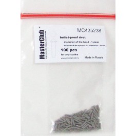 cone-head  bullet-proof rivet, diameter of the head-1.4mm; diameter of the aperture for installation-1.0mm; 100 pcs.
