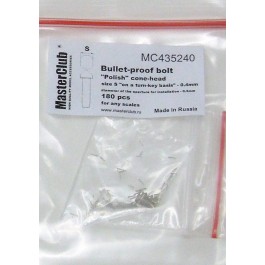 "Polish" cone-head  bullet-proof bolt, diameter of the head-0.4mm; diameter of the aperture for installation-0.3mm; 190 pcs.