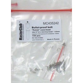 "Polish" cone-head  bullet-proof bolt, diameter of the head-0.6mm; diameter of the aperture for installation-0.5mm; 160 pcs.