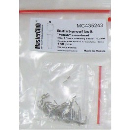 "Polish" cone-head  bullet-proof bolt, diameter of the head-0.7mm; diameter of the aperture for installation-0.5mm; 150 pcs.