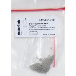 "Polish" cone-head  bullet-proof bolt, diameter of the head-0.9mm; diameter of the aperture for installation-0.7mm; 130 pcs.