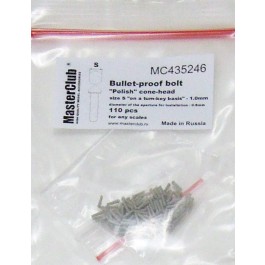 "Polish" cone-head  bullet-proof bolt, diameter of the head-1.0mm; diameter of the aperture for installation-0.7mm; 120 pcs.