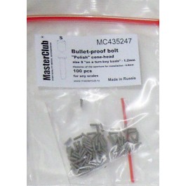 "Polish" cone-head  bullet-proof bolt, diameter of the head-1.2mm; diameter of the aperture for installation-0.4mm; 110 pcs.