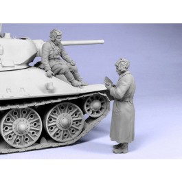 Soviet tank officers.  Winter 1941-42.  Two figures. 