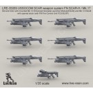 USSOCOM SCAR weapon system FN SCAR-H - Mk. 17 Std and CQC with mounted Mk 13 Enhanced Grenade Launcher ModuleEGLM and Mk 13 EGLM with closed stock with FN Fire Control Unit FCU-GLRF