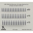 M2 Browning .50 Caliber Machine Gun cartriges and spent shells set