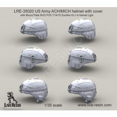 US Army ACH-MICH helmet with cover with Mount Plate NVG PVS 7-14-15 Surefire HL1-A Helmet Light