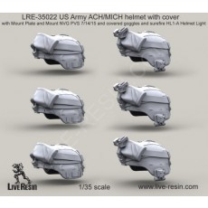 US Army ACH-MICH helmet with cover with Mount Plate and Mount NVG PVS 7-14-15 and covered goggles and surefire HL1-A Helmet Light