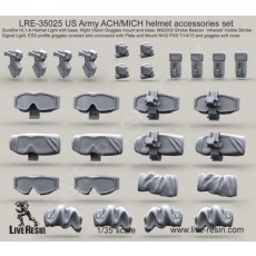US Army ACH-MICH helmet accessories set - Surefire HL1-A Helmet Light with base, Night Vision Goggles mount and base, MS2000 Strobe Beacon Infrared- Visible Strobe Signal Light, ESS profile goggles covered and uncovered with Plate and Mount NVG PVS 7-14-