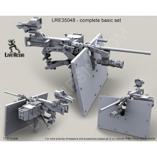 M2 Browning .50 Caliber Machine Gun on MK93 Machine Gun Mount with heavy pedestal, Bearing Sleeve Extension and wide S.A.G. (Save-A-Gunner) armour shield, Night Reaper CSWL (Crew Served Weapon Light) with Mk93 Cantilever Bracket, M2 NV sight mount and DCL