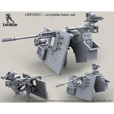 M2 Browning .50 Caliber Machine Gun on MK93 Machine Gun Mount with heavy pedestal, Bearing Sleeve Extension and S.A.G. (Save-A-Gunner) armour shield (window variant) and Surefire HellFighter Mount barrel bracket, Surefire HellFighter Heavy Gun Weapon Ligh