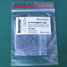  a standart hex nut, size S "on a turn-key basis" -1.2mm; diameter of the aperture for installation-0.8mm; 70 pcs.