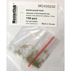 cone-head  bullet-proof rivet, diameter of the head-0.6mm; diameter of the aperture for installation-0.5mm; 160 pcs.