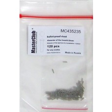 cone-head  bullet-proof rivet, diameter of the head-0.9mm; diameter of the aperture for installation-0.7mm; 130 pcs.