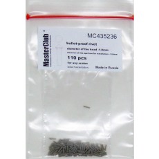cone-head  bullet-proof rivet, diameter of the head-1.0mm; diameter of the aperture for installation-0.8mm; 120 pcs.