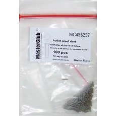 cone-head  bullet-proof rivet, diameter of the head-1.2mm; diameter of the aperture for installation-0.9mm; 110 pcs.