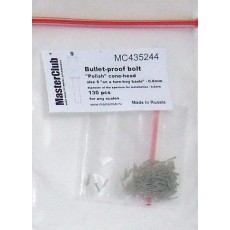 "Polish" cone-head  bullet-proof bolt, diameter of the head-0.8mm; diameter of the aperture for installation-0.6mm; 140 pcs.