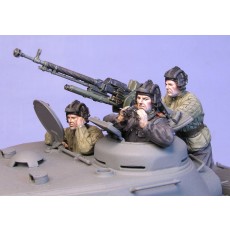 Soviet tank crew IS-2 with DShK in combat.  Summer 44-45.  Three figures. 